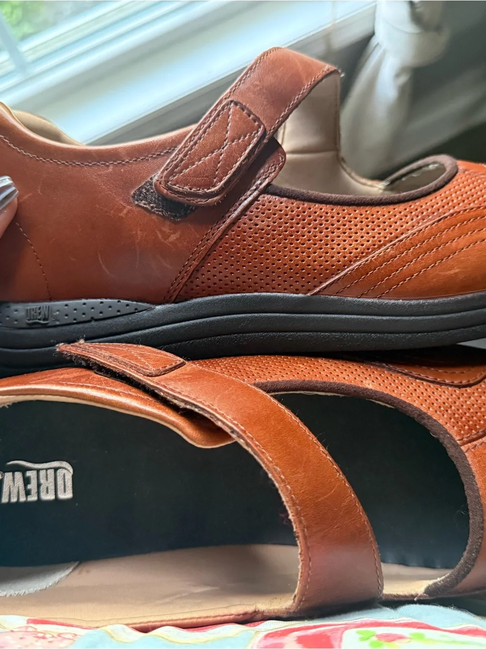 DREW Tan Leather Mary Jane Strap Shoe